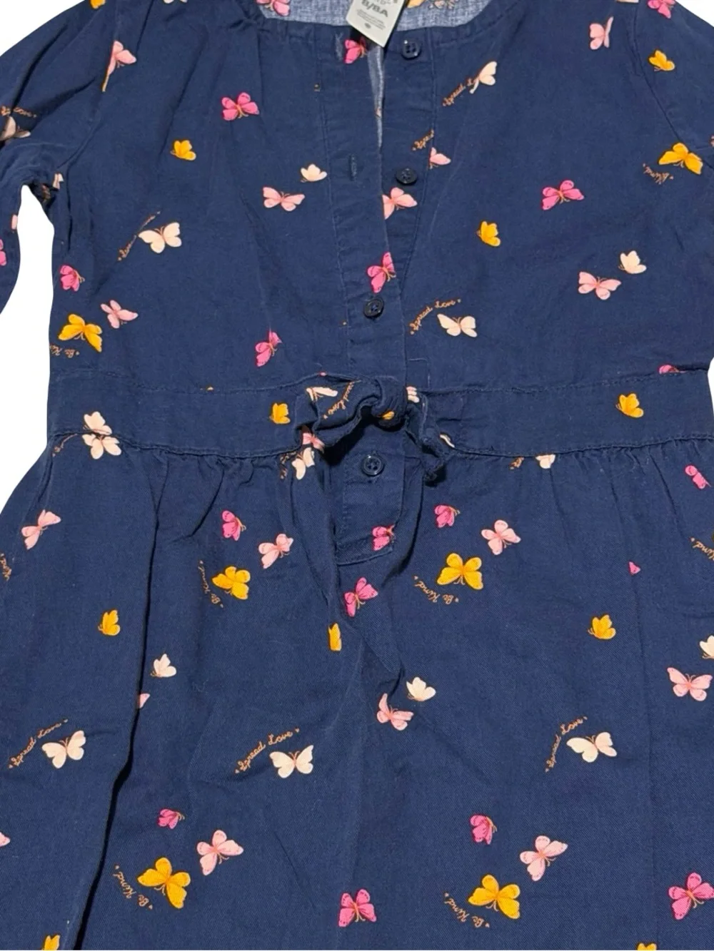 Carter’s Girls Size 8 Navy Butterfly Print Long Sleeve Dress Casual Playwear